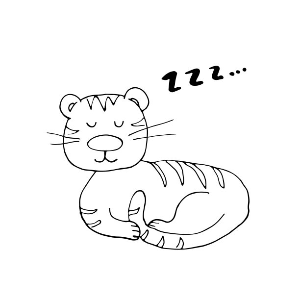 老虎简笔画 睡觉图片