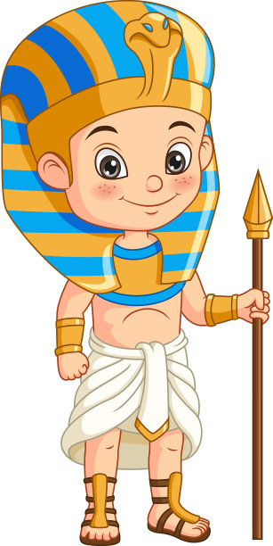 穿着埃及法老服装的卡通小男孩图片