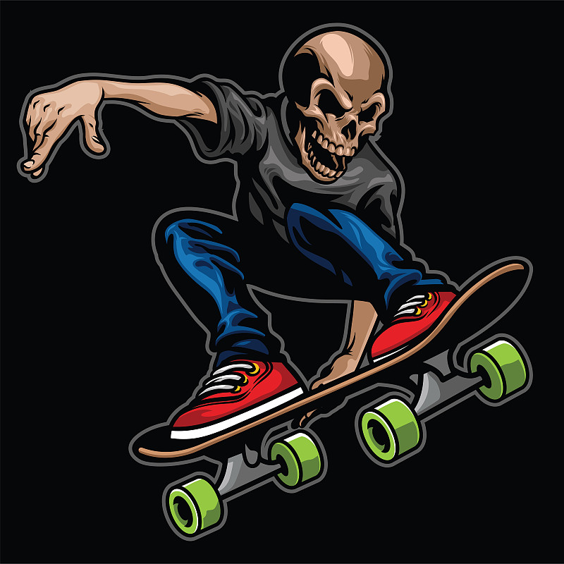 骷髅骑滑板，做特技图片下载