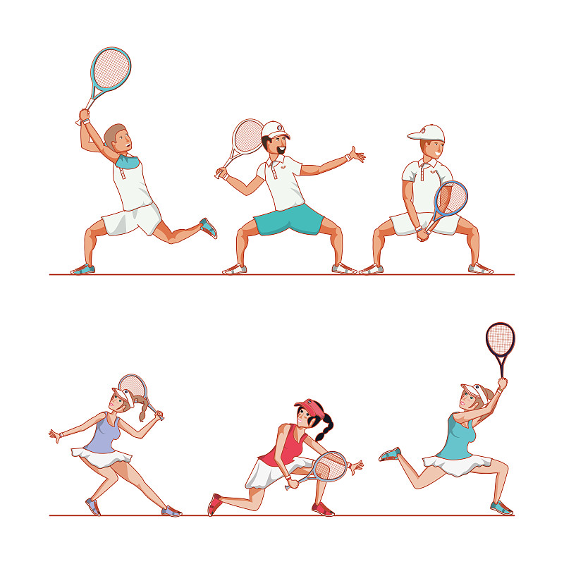 一对网球运动员的角色图片下载
