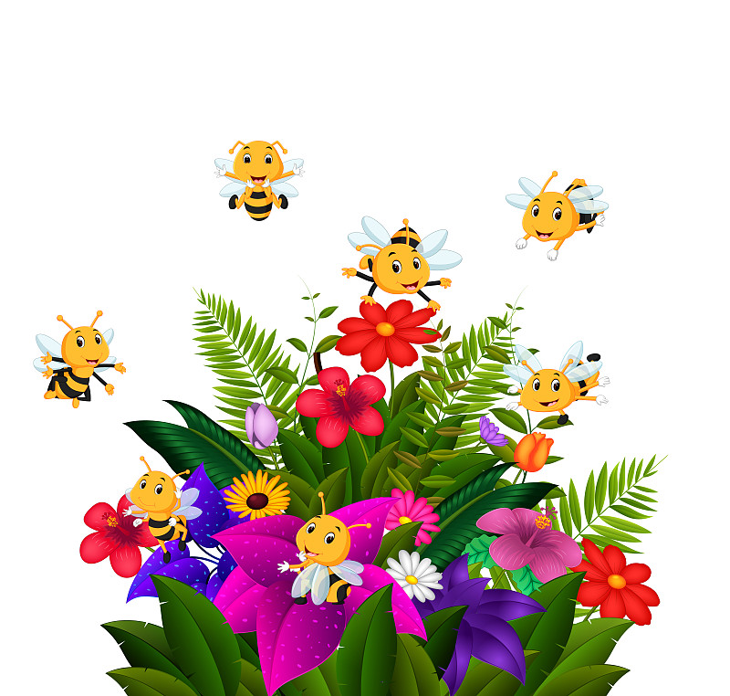 蜜蜂飞过一些花图片素材